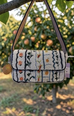 New Release! Handcrafted in India Beaded Floral Shoulder Bag w/ peach bag charm | eBay | eBay US