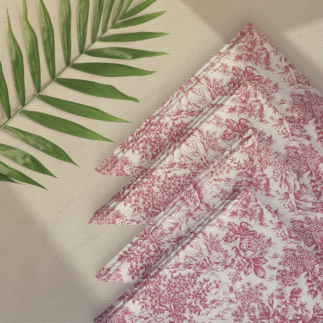 Napkins red toile Cotton napkins Custom napkins Toile table cloth Dinner napkins Washable napkins... | Etsy (US)