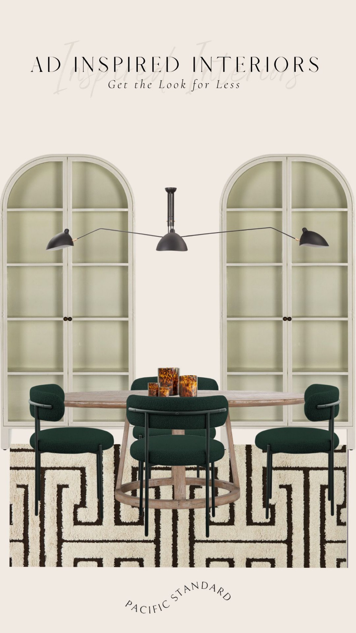 AD inspired Spaces ~ Modern Eclectic Dining Room Mock-up | Round dining table, modern dining chairs, modern pendant light, arch cabinets.

Dining room mock-up, design mock up, design ideas 

#LTKFind #LTKhome