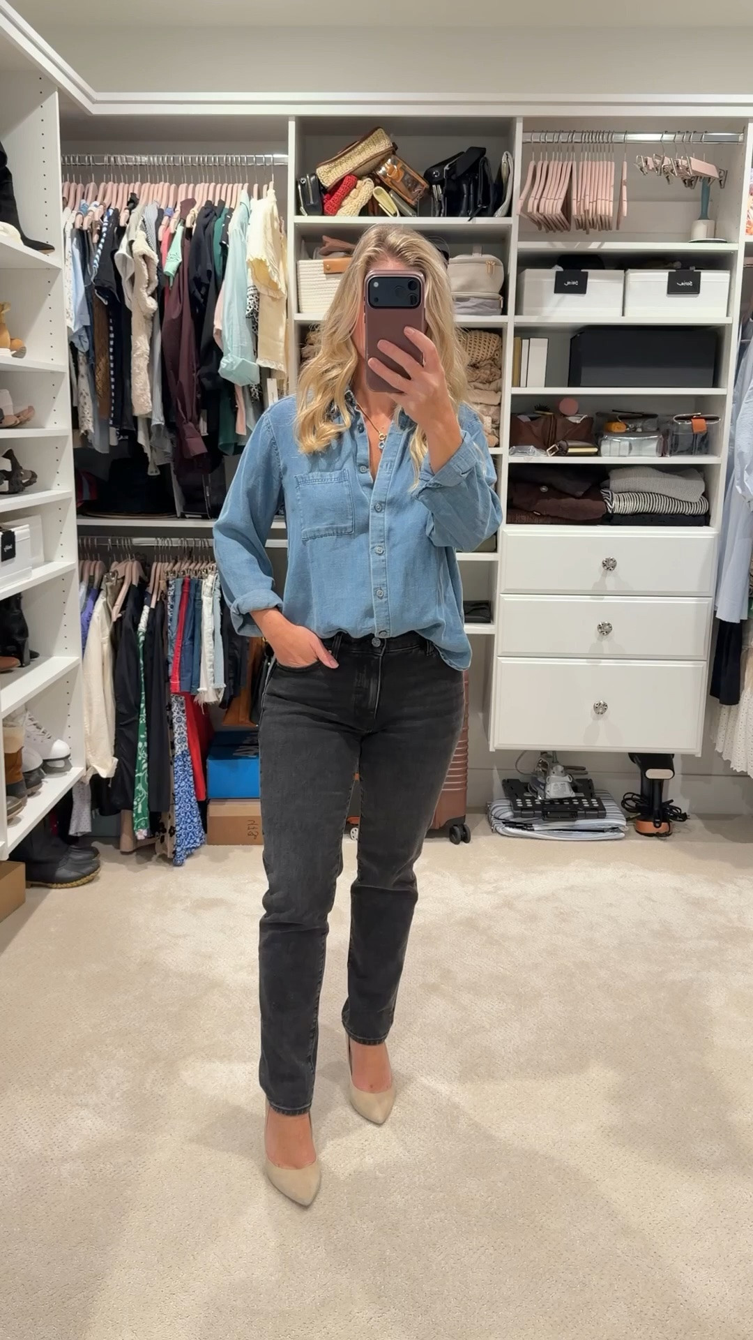 My favorite outfits all have one thing in common: they’re built on timeless pieces that work together.

A chambray shirt, straight-leg denim, and pointed-toe pumps is a combination I’ll reach for year after year. It’s classic, versatile, and easy to adapt for work, travel, or dinner.

I’m building my wardrobe the same way I design homes: intentionally. Fewer pieces, better quality, and endless ways to mix and match. When everything earns its place, getting dressed feels effortless.

These are the pieces I continue to reach for because they fit my lifestyle, not just the season.

Everything is linked in my LTK. 🤍

#LTKootd #LTKPetite #LTKWorkwear