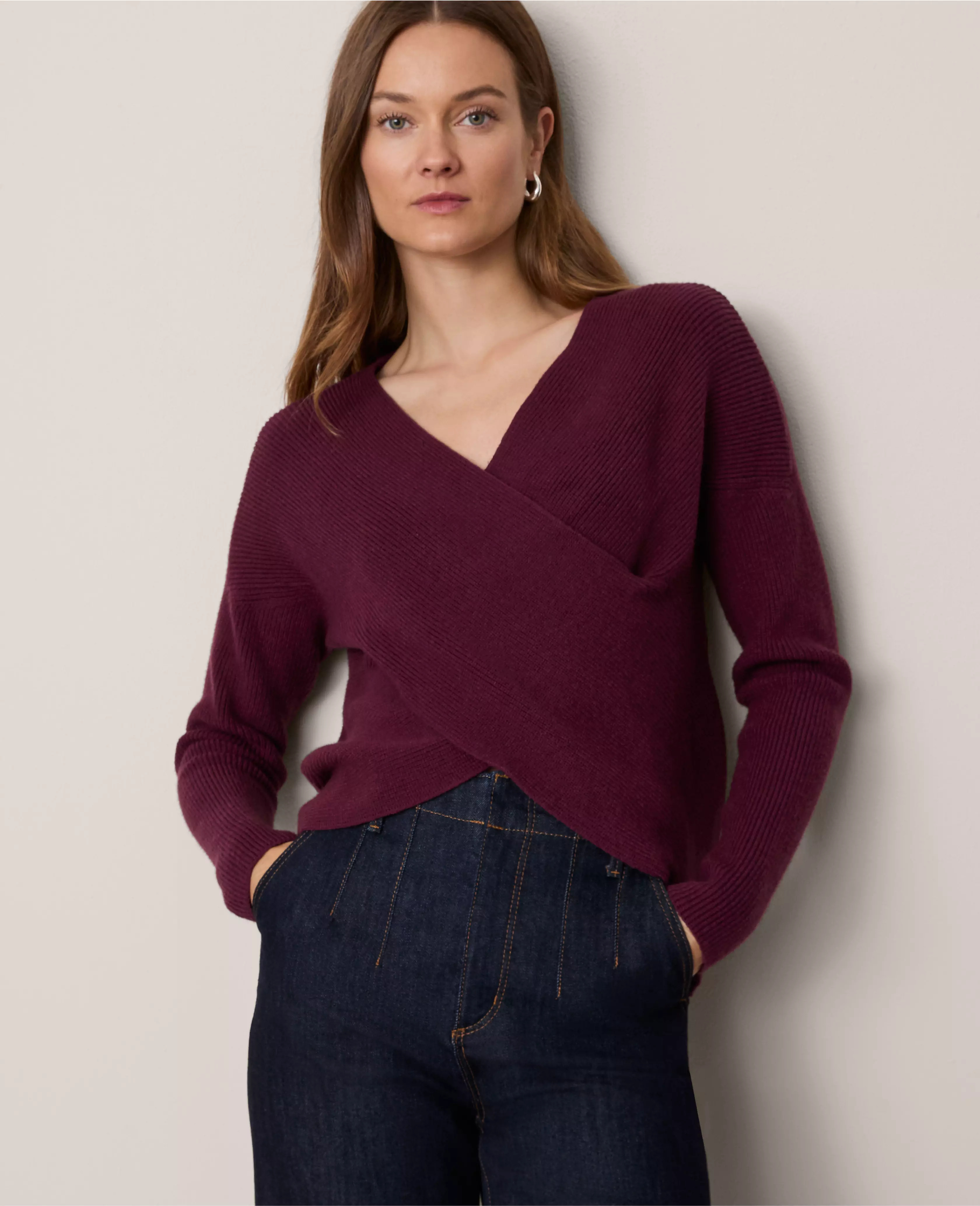 Ribbed Wrap Sweater | Ann Taylor