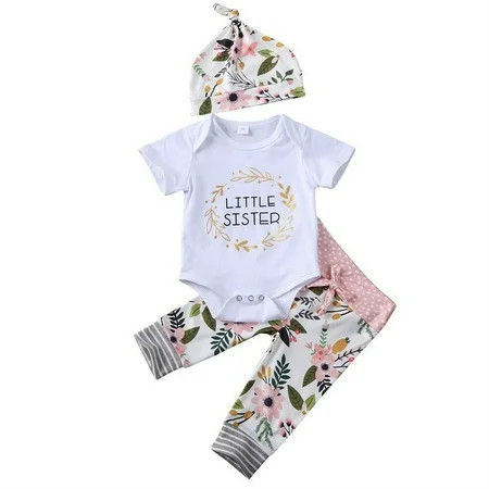 Big Sister Little Sister Outfits Toddler Girl Short Sleeve Romper T-Shirt Tops Floral Skirt Pants Ou | Walmart (US)