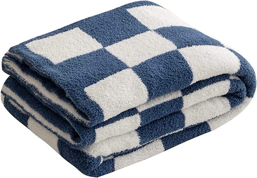 Throw Blanket with Checkerboard Plaid- Cozy Breathable All Seasons Soft Checkered Bluey Blanket G... | Amazon (US)