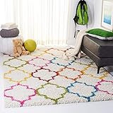 Safavieh Safavieh Kids Shag Collection SGK569A Rainbow Trellis 2-inch Thick Area Rug, 6' 7" Square,  | Amazon (US)