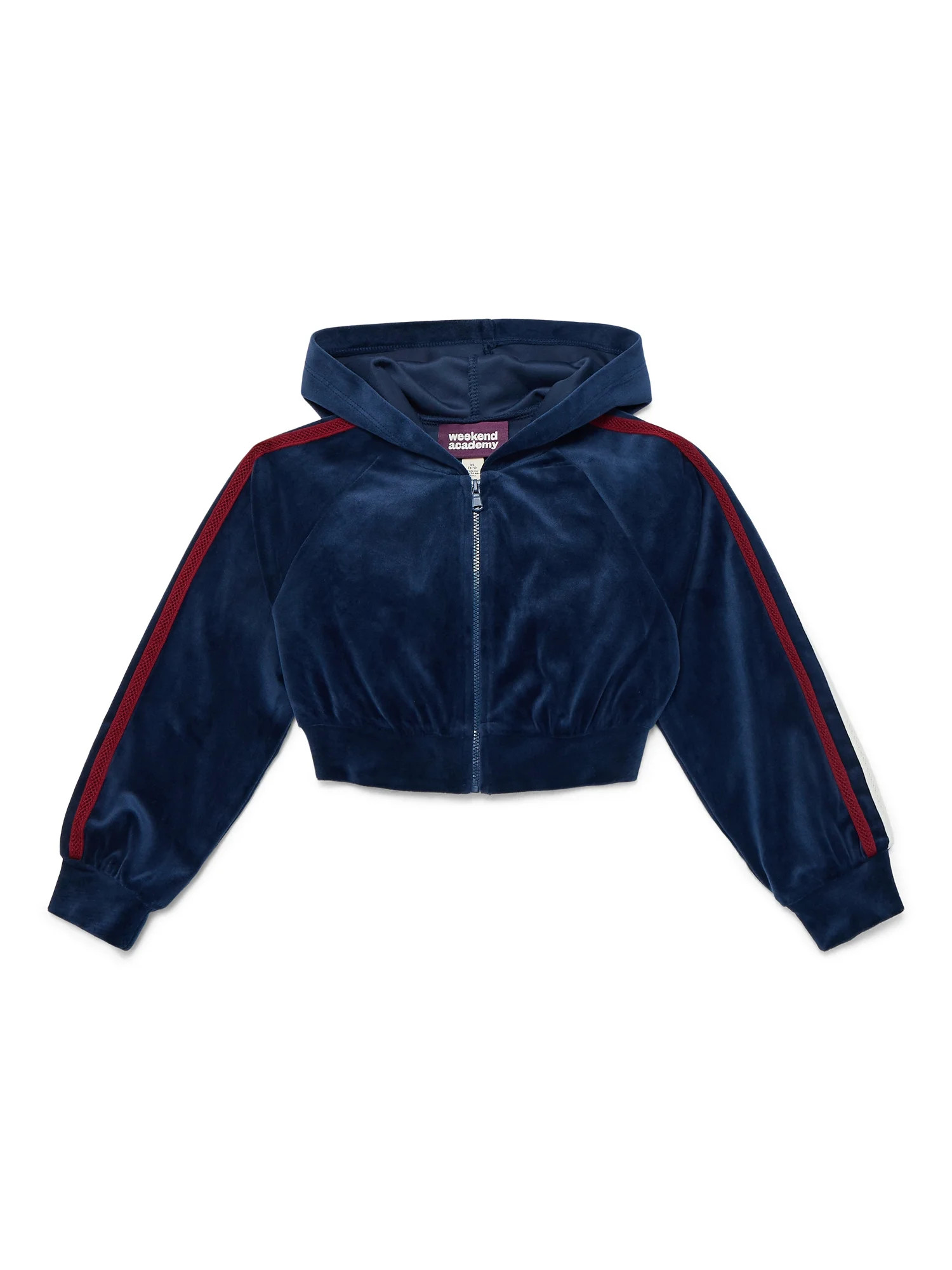 Weekend Academy Girls Velour Full Zip Hoodie, Size 4-18 - Walmart.com | Walmart (US)