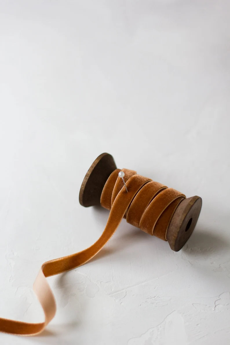 Copper Rust Velvet Ribbon  1/8  1/4  3/8 | Etsy | Etsy (US)
