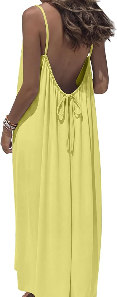 OFEEFAN Summer Dresses for Women 2026 Backless Cami Maxi Sundresses Spaghetti Strap Beach Vacatio... | Amazon (US)