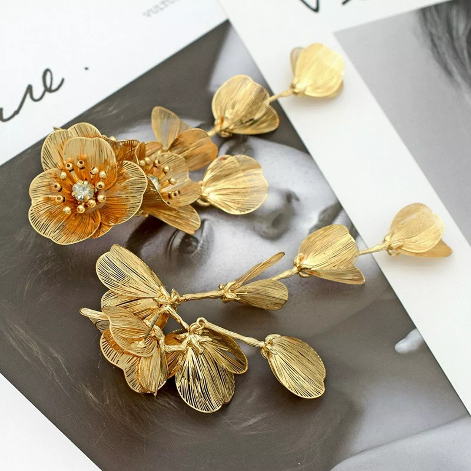 Zara Golden Cascading Floral Earrings - Kate Middleton Earrings