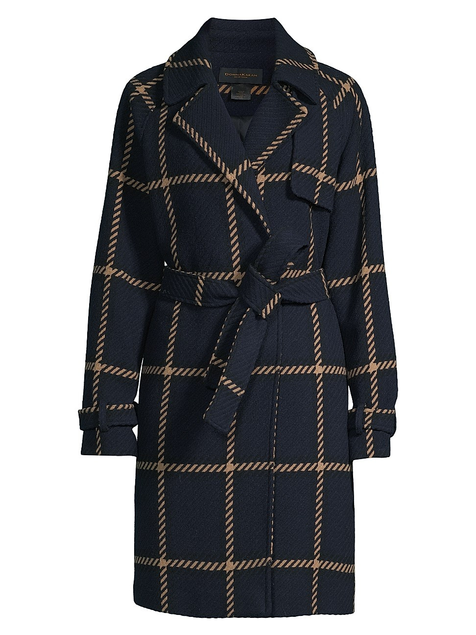 Women's Wool-Blend Printed Trench Coat - Navy Camel - Size 2 | Saks Fifth Avenue