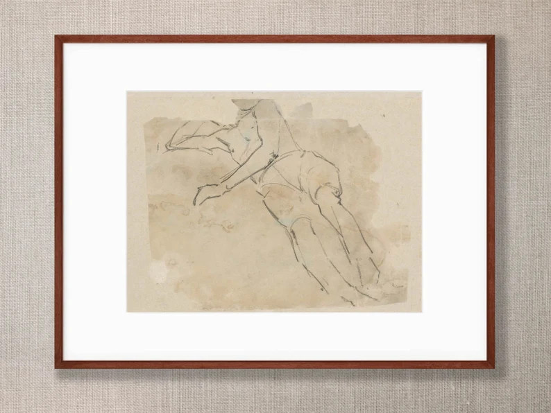 Male Figure Drawing  Abstract Sketch Vintage Art Print | Etsy | Etsy (US)
