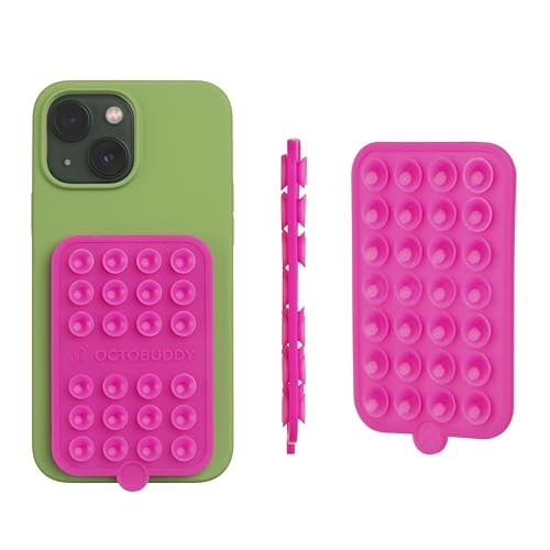 OCTOBUDDY Double - Silicone Double-Sided Suction Phone Case Detachable Mount - Hands-Free, Strong Grip Holder for Selfies & Videos - iPhone & Android Compatible - 2.5″ x 3.75″, Hot Pink | Amazon (US)