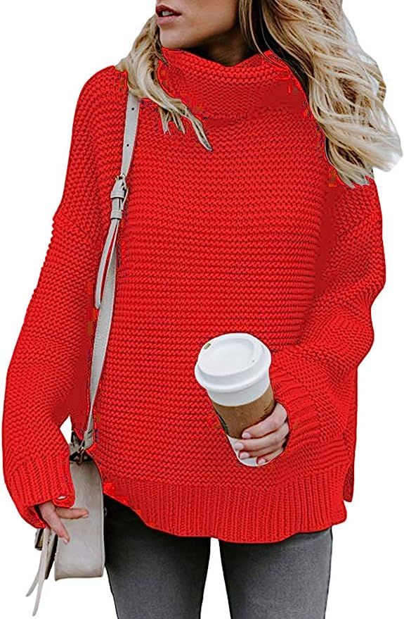 Women’s Turtleneck Pullover Sweater Long Sleeve Oversized Chunky Knit Warm Tops | Amazon (US)