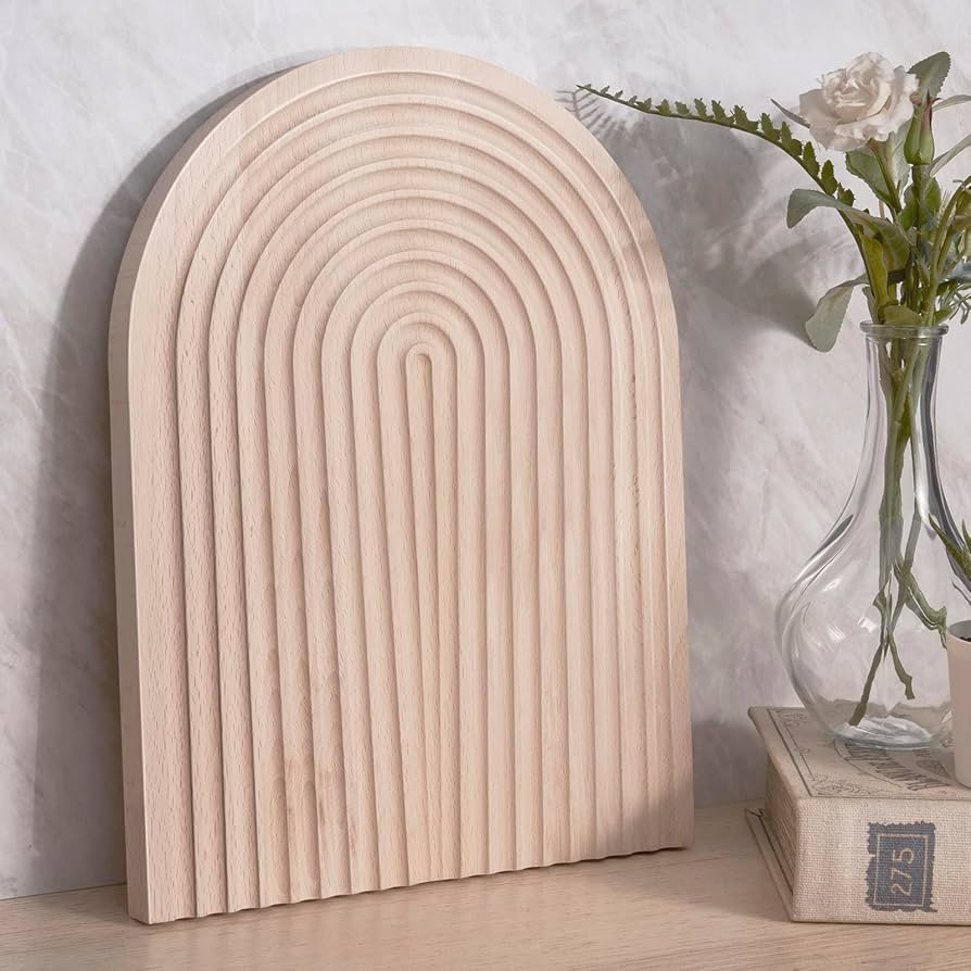 MALLYU Decorative Wooden Serving Tray Cutting Board Arch Shape Grooved Multi-functional Platter F... | Amazon (US)
