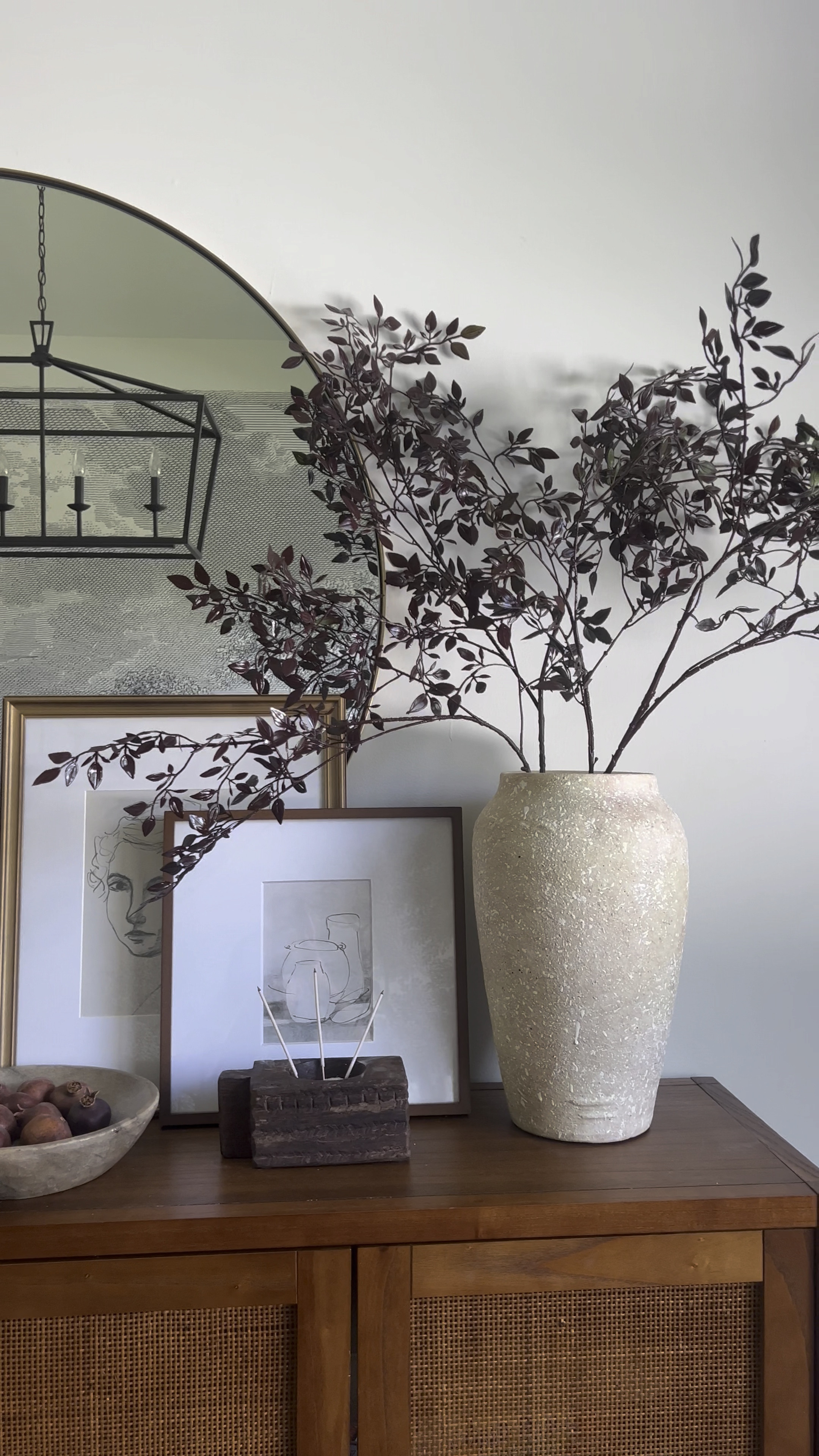 Fall stems DIY, sideboard styling, fall decor 