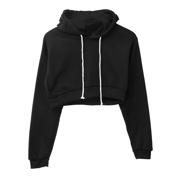 Bebiullo Streetwear Womens Ladies Crop Top Hoodie Plain Pullover Sweatshirts Hoodies - Walmart.co... | Walmart (US)