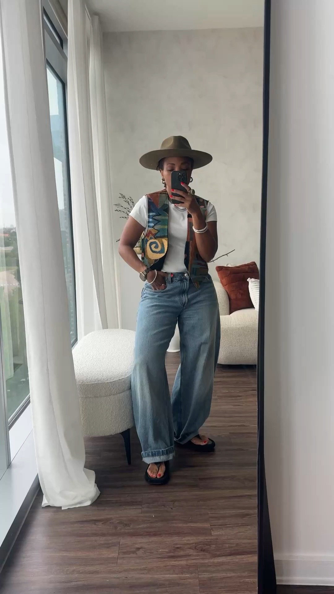 This look was a mix of new me and the Tori that lived to scour the thrift stores! Picked up this vest from a Vintage pop up and loved how even though a statement piece.. it sat well with the other items in my wardrobe. Even had me pull a hat I hadn’t picked up in a while. Can’t link it but just an outfit inspo share! 

#LTKOver40 #LTKSeasonal #LTKootd