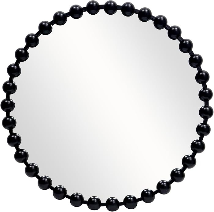 Round Black Mirror 30'', Beaded Mirror for Wall, Spherical Frame Large Circle Mirror for Bathroom... | Amazon (US)