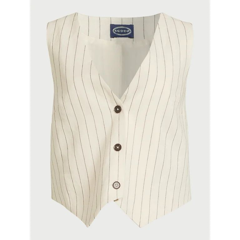 Scoop Women's Tailored Linen Vest, Sizes XS-XXL | Walmart (US)