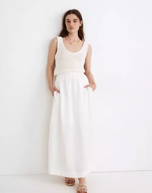 Linen-Blend Smocked-Waist Maxi Skirt | Madewell