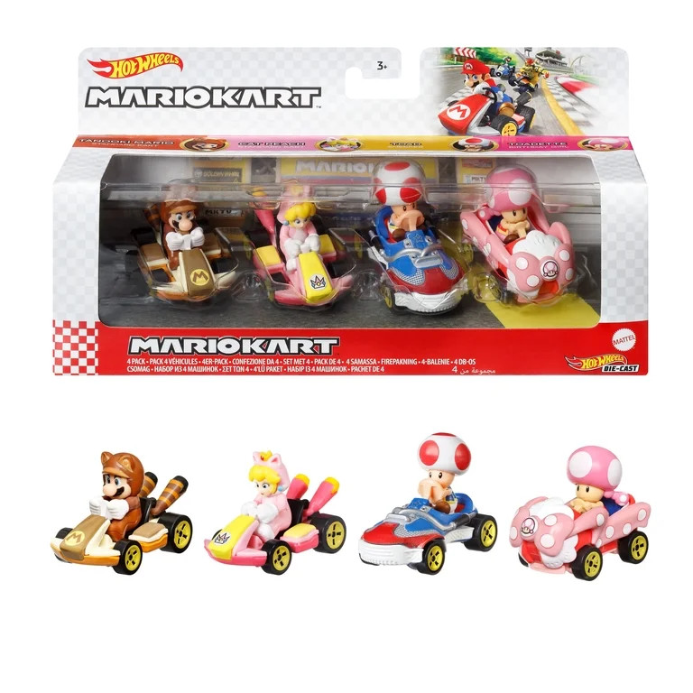 Hot Wheels Mario Kart Vehicles 4-Pack 1:64 Scale with 4 Fan-Favorite Characters (Styles Vary, 1 S... | Walmart (US)