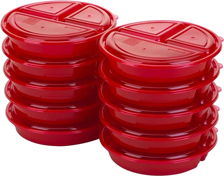 Good Cook Meal Prep on Fleek, 3 Compartments BPA Free, Microwavable/Dishwasher/Freezer Safe, Red | Amazon (US)