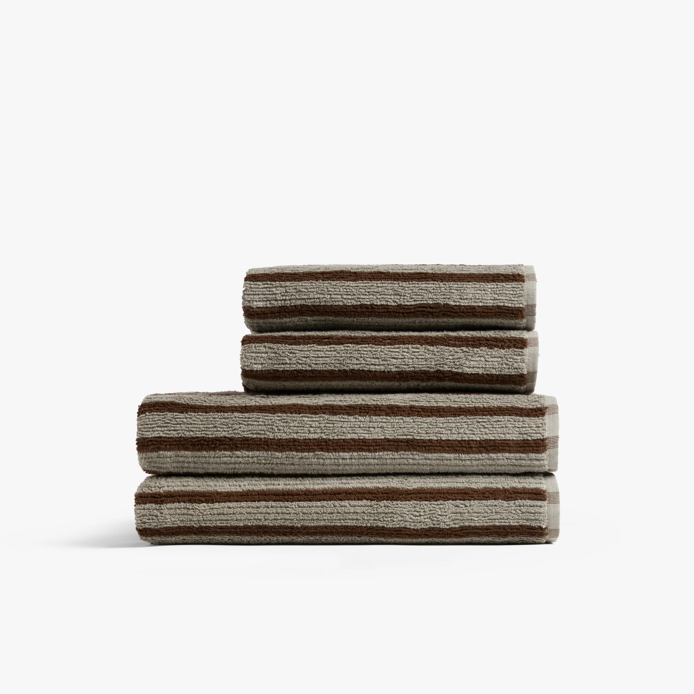 2+2 Organic Resort Stripe Bath Bundle - Moss with Java | Parachute