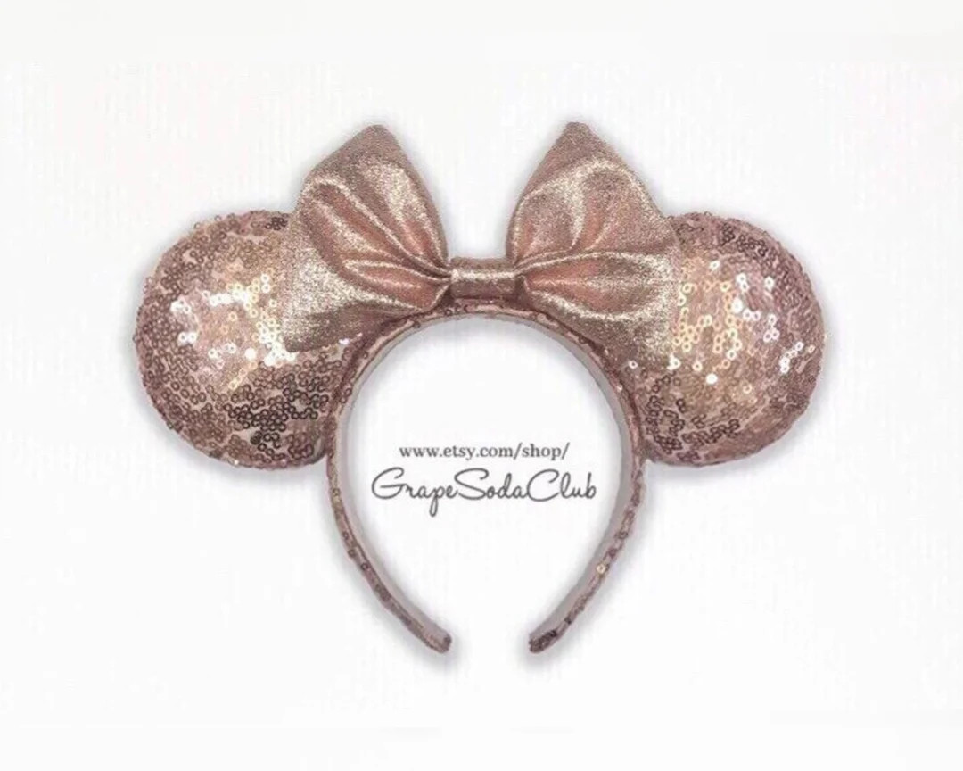 Rose Gold Princess Pink Sequin Mouse Ears Headband, Rose Gold Minnie Mouse Ears - Etsy | Etsy (Global)