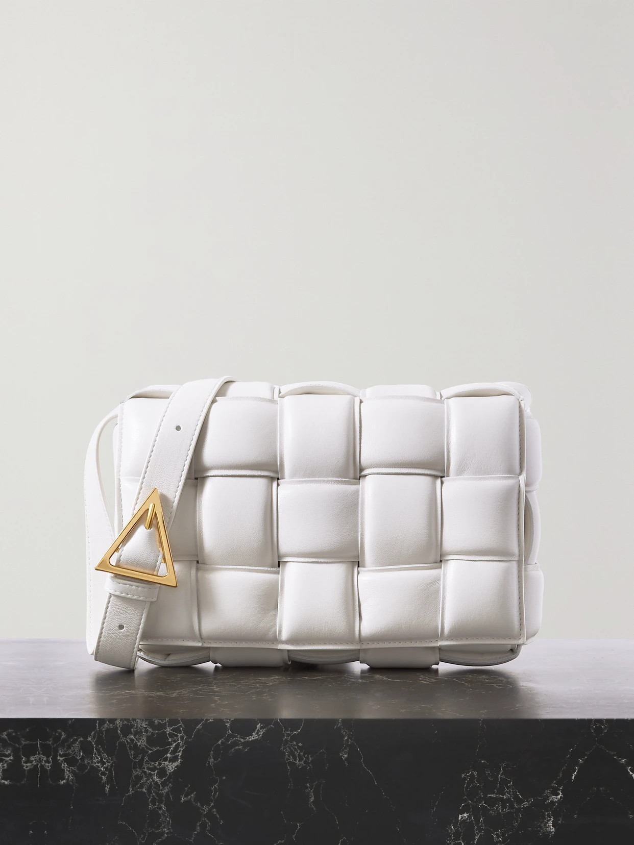 Bottega Veneta - Cassette Medium Padded Intrecciato Leather Shoulder Bag - White | NET-A-PORTER (US)
