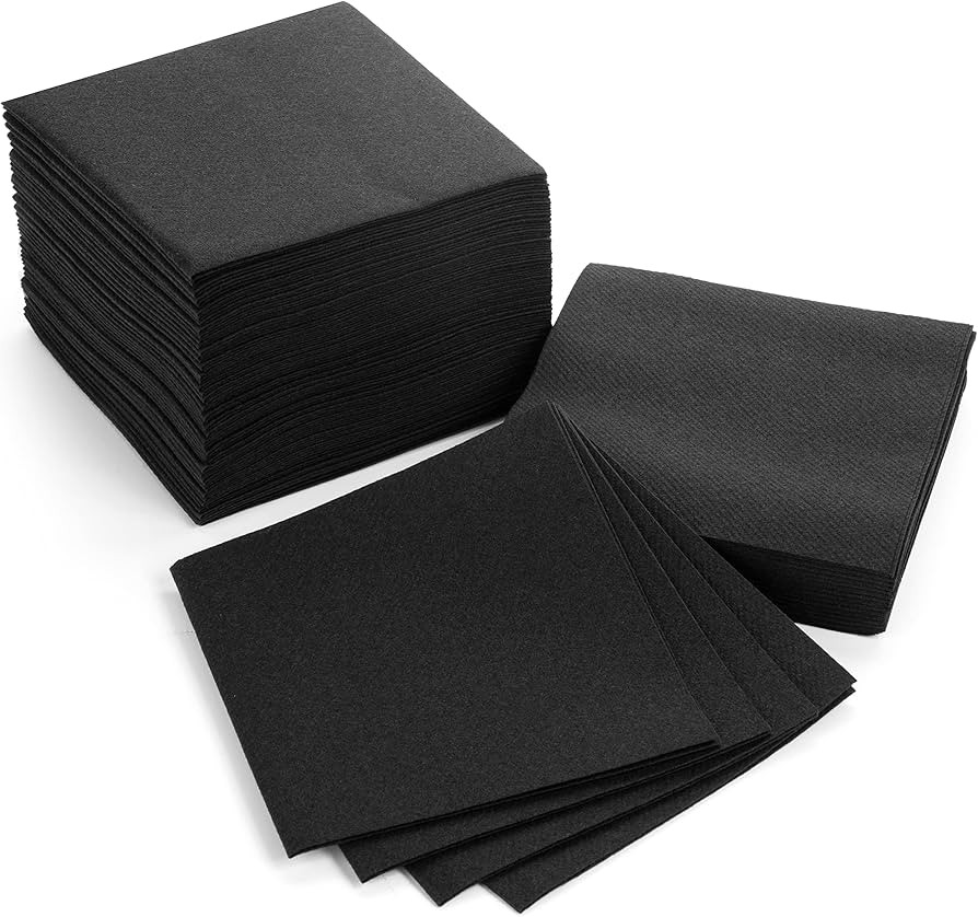 AH AMERICAN HOMESTEAD Cocktail Napkins-Disposable Beverage/Bar Napkins-Black Linen-Like Square Na... | Amazon (US)