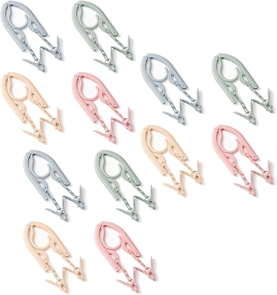 12Pcs Foldable Travel Hangers with 24Pcs Clips Portable Folding Clothes Hangers Cruise Travel Acc... | Amazon (US)