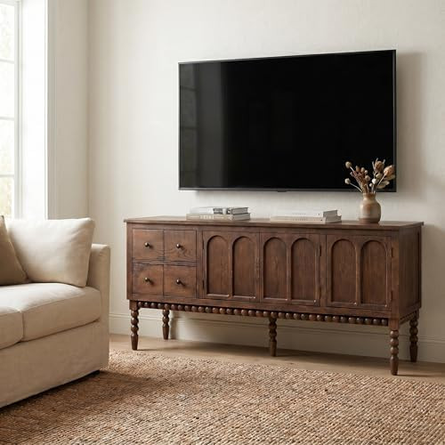 Pembroke 65” Cottage Entertainment Console, TV Stand or Dining Server, Spindle Leg Media Cabine... | Amazon (US)