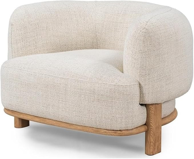 Pemberly Row Upholstered Traditional Fabric Accent Chair in Cream | Amazon (US)