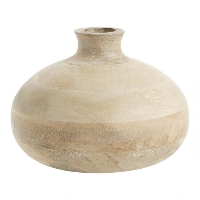 CRAFT Medium Whitewash Mango Wood Vase | World Market
