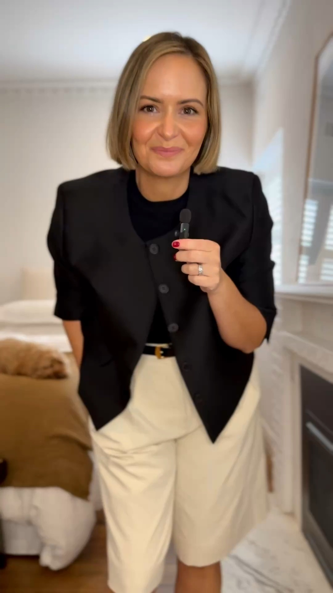 This collarless blazer is everything. I am in a size 12 