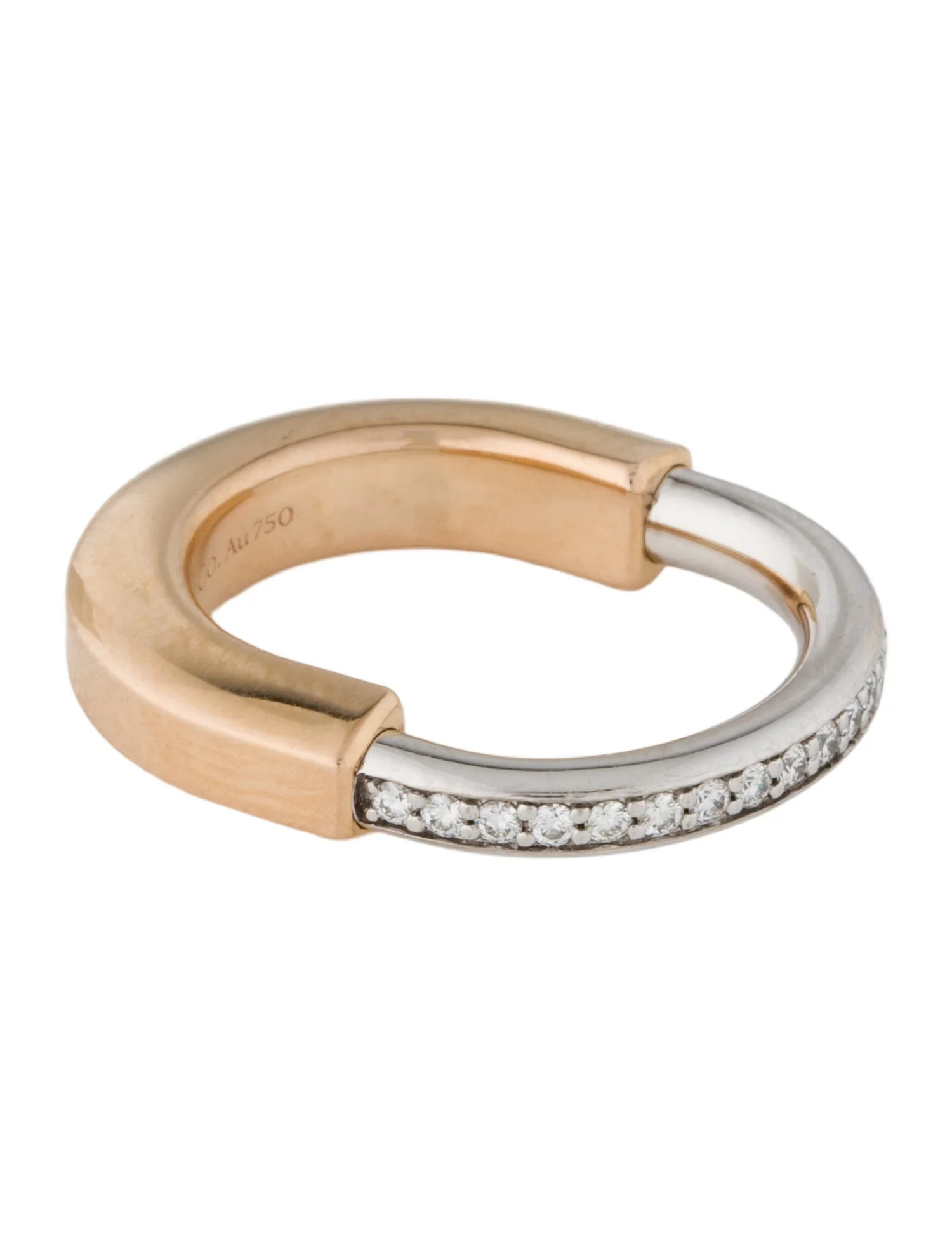 18K Two-Tone Diamond Lock Ring | The RealReal