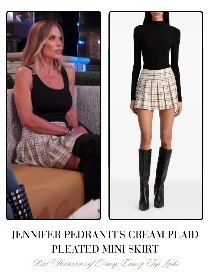  Jennifer Pedranti's Cream Plaid Pleated Mini Skirt 

 