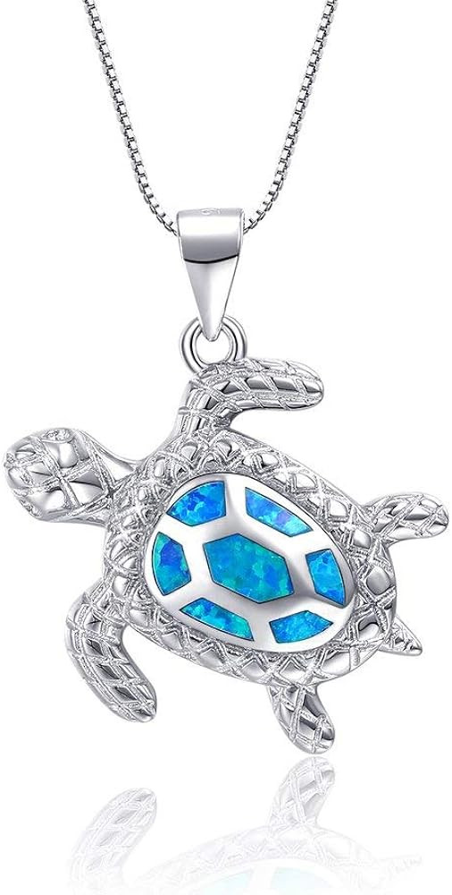 Blue Opal Sea Turtle Necklace Sterling Silver Necklace Fine Jewelry For Women Gifts | Amazon (US)
