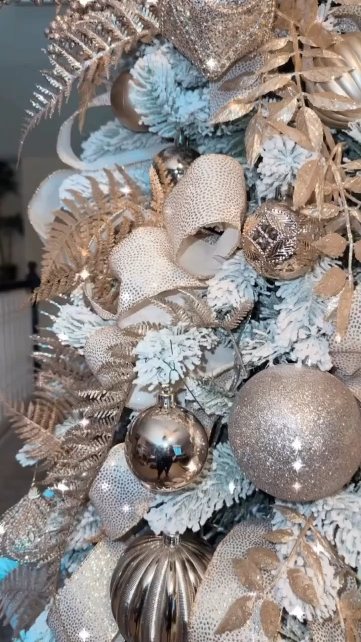 Dual tone Christmas trees are going to be a big trend for holiday 2023. It’s a beautiful way to display all your favorite ornaments and ribbons. I used a flocked tree from King of Christmas and multiple sizes and types of ornaments. The tree is the absolute best! The more I stuff it, the better it looks! Their trees are all on sale and now is the perfect time to get one. The quality will last forever and they hold their shape beautifully. ♥️

#LTKfamily #LTKsalealert #LTKSeasonal