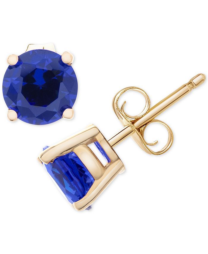 Macy's Sapphire Stud Earrings (1 ct. t.w.) in 14k Gold (Also in Ruby & Emerald) & Reviews - Earri... | Macys (US)