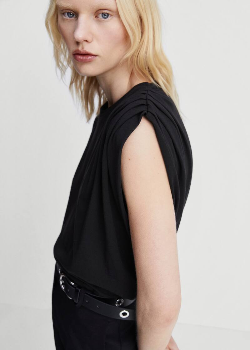 Modal t-shirt with ruffled shoulders -  Women | Mango United Kingdom | MANGO (UK)