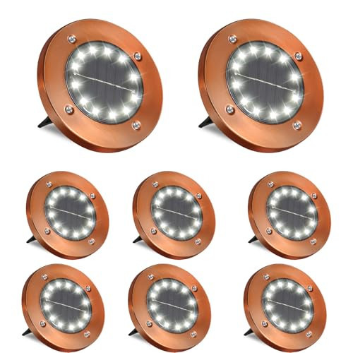 HOFLY Outdoor In-Ground Solar Landscape Lights - 8 Pack, 12 LED, White Light for Pathway, Yard, Patio, Walkway | Amazon (US)