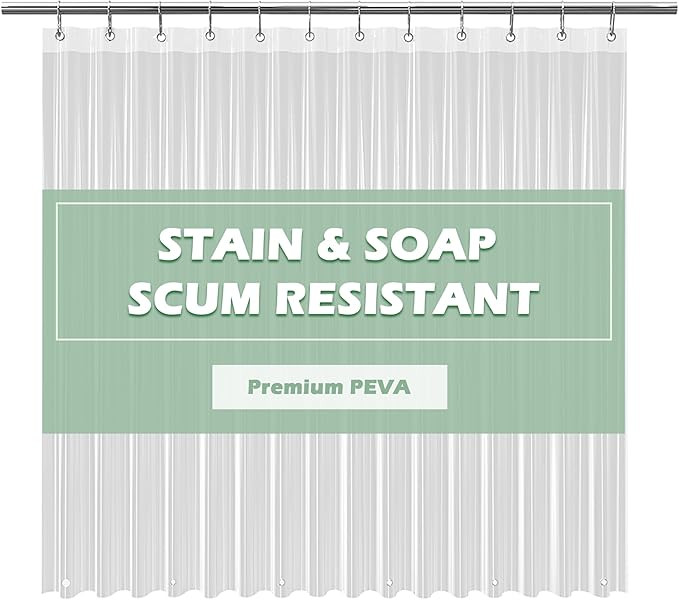 EHZNZIE Clear Shower Curtain Liner Light Weight PEVA, Shower Liner 72x72 Inches, Waterproof, No C... | Amazon (US)