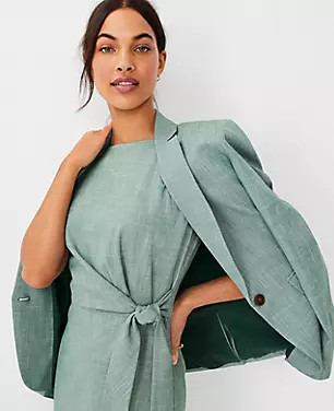 The Petite Tie Waist Sheath Dress in Cross Weave | Ann Taylor (US)