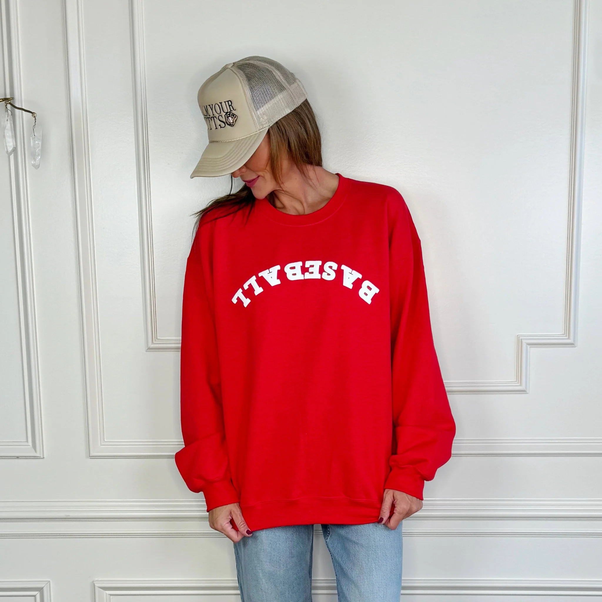 Upside-down Baseball Puff Sweatshirt | Poppy & Pine