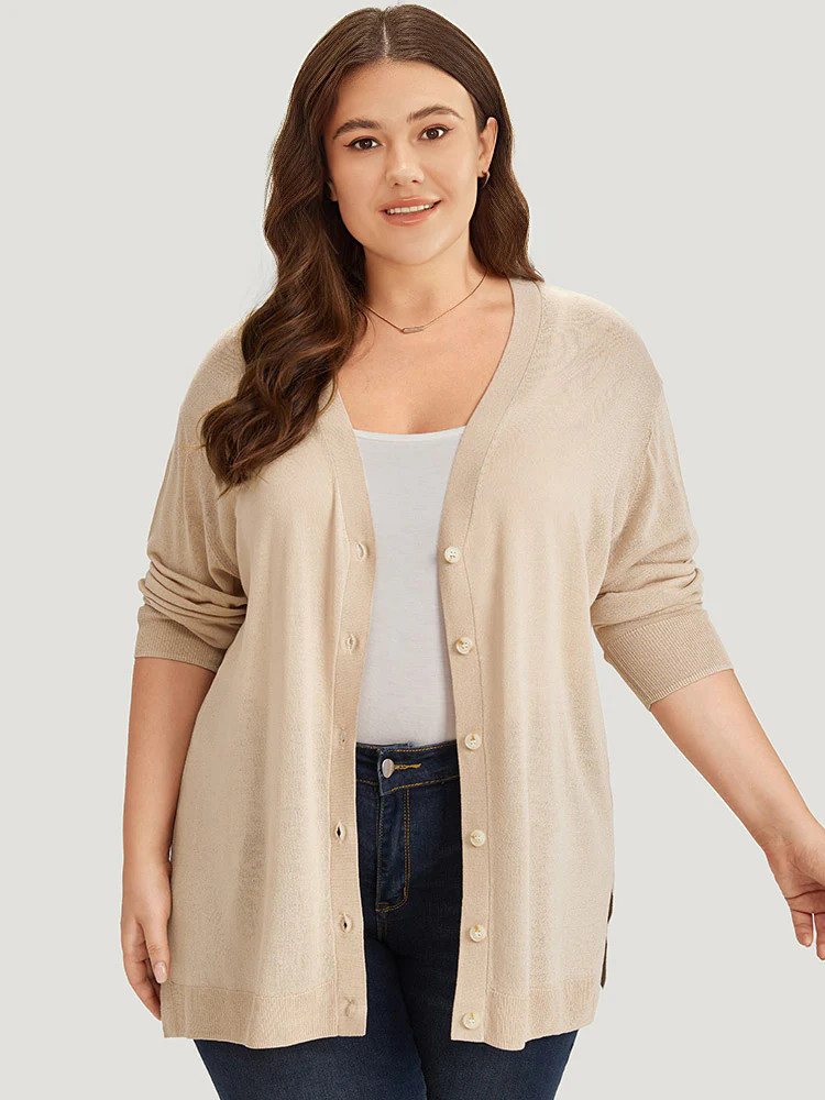 Supersoft Essentials Solid Button Through Loose Cardigan | Bloomchic