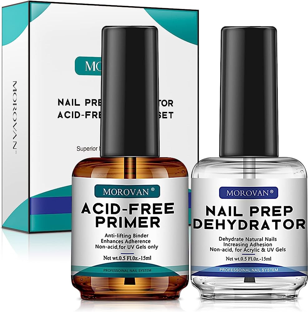 Morovan Professional Natural Nail Prep Dehydrate and Acid-Free Primer, Dehydrator for Acrylic and... | Amazon (US)