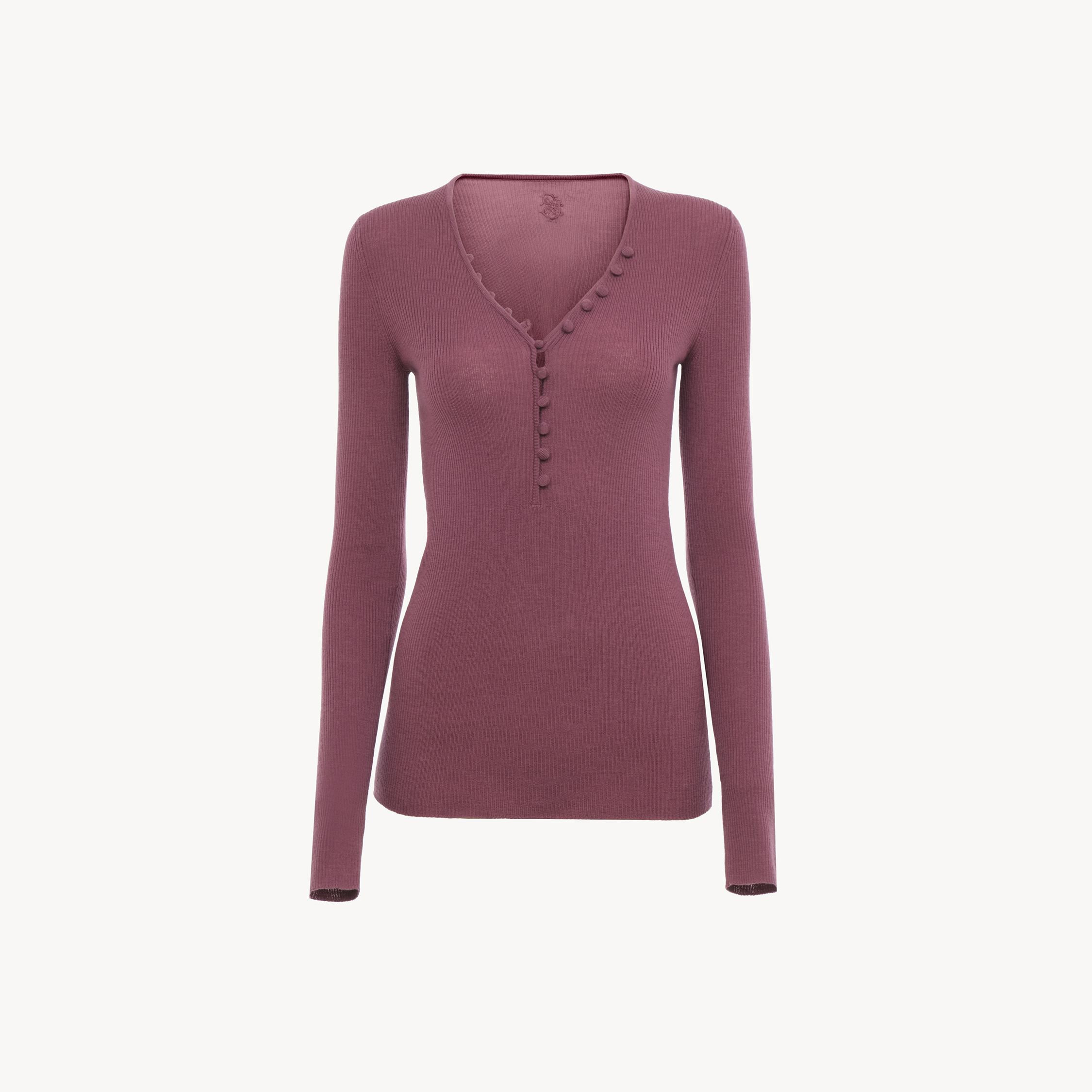 CHLOÉ Henley shirt in a merino wool knit Pink Size S 100% Wool | Chloe US