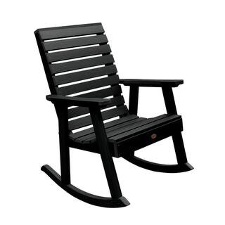 Highwood Weatherly Black Recycled Plastic Outdoor Rocking Chair AD-RKCH2-BKE - The Home Depot | The Home Depot