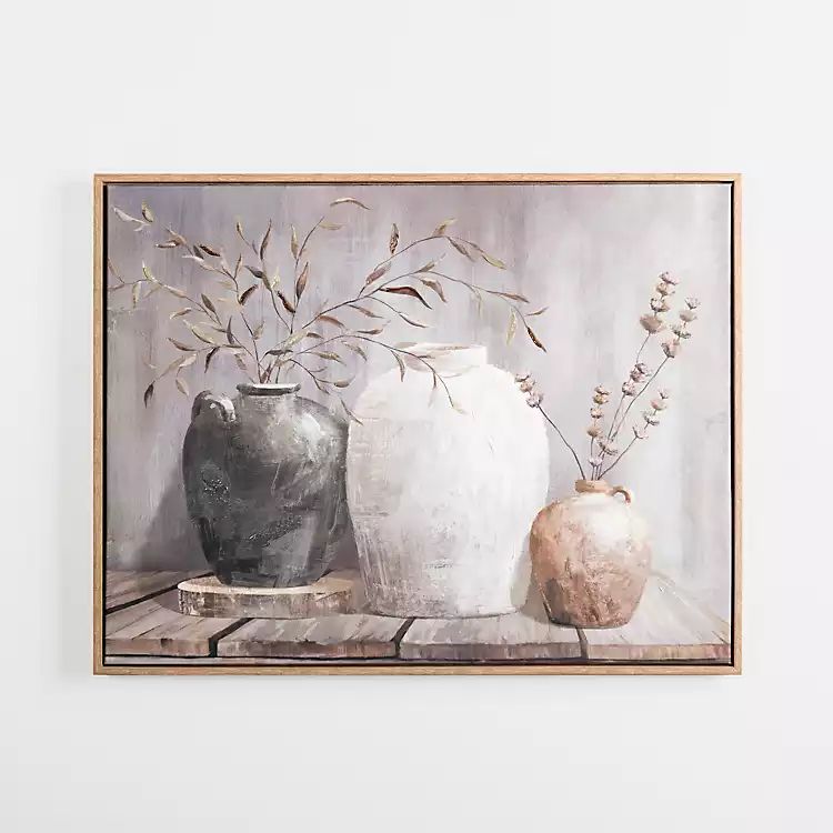 Neutral Botanical Vases Framed Canvas Art Print | Kirkland's Home