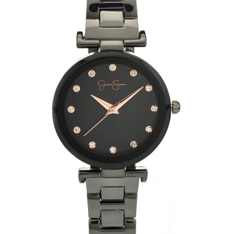 Jessica Simpson Women's Metalized Bezel Bracelet Watch - Gunmetal - Walmart.com | Walmart (US)